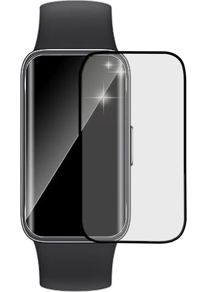 Huawei Band 8 Tam Kaplayan Kavisli Ekran Koruyucu 3D Pet Film - Siyah AL3385