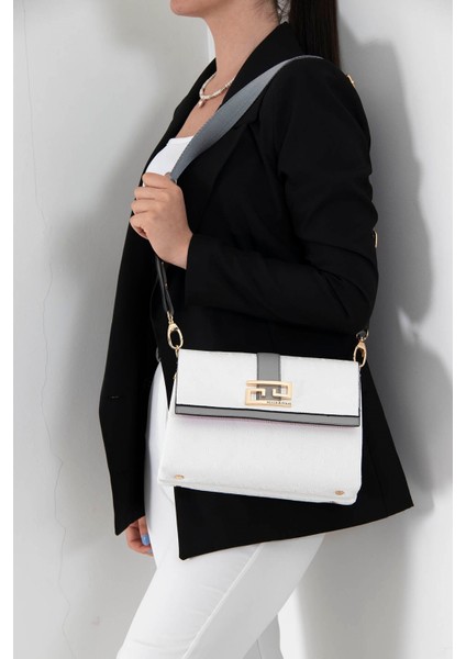 Kadın Çapraz Çanta Beyaz - A.gri SP1009 Silver & Polo
