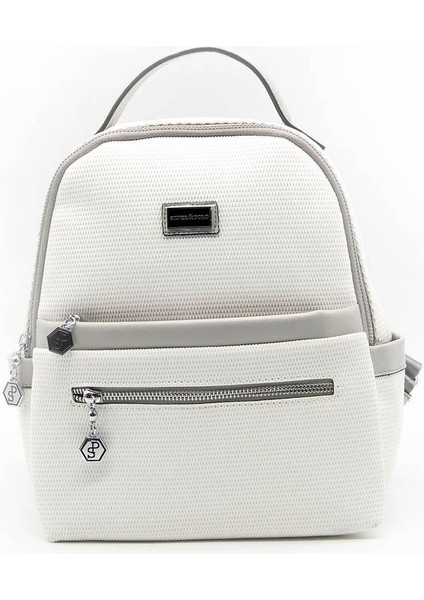 Silver & Polo Beyaz - A.gri SP1061 Kadın Sırt Çantası