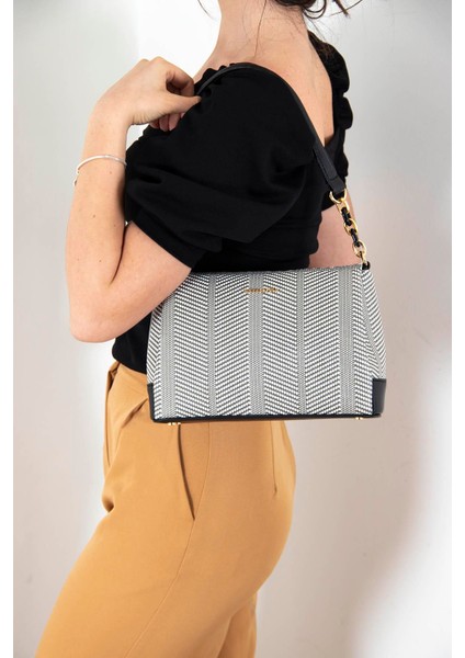 Silver & Polo Siyah Beyaz - Siyah SP910 Kadın Çapraz Çanta