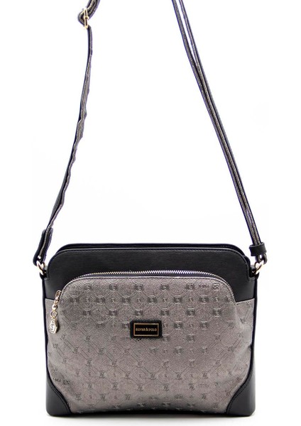 Kadın Çapraz Çanta Platin - Siyah SP364 Silver & Polo