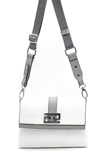 Silver & Polo Beyaz - A.gri SP1009 Kadın Çapraz Çanta