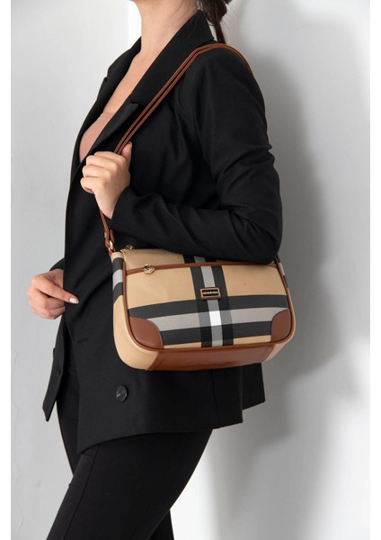 Silver & Polo Bej - Taba SP1060 Kadın Çapraz Çanta