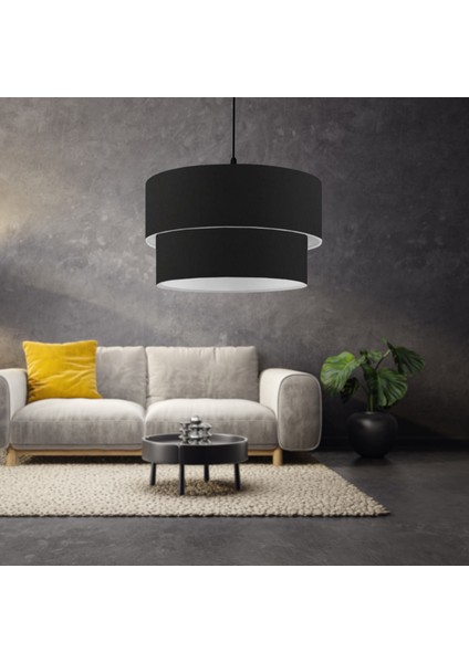 North Home Dark Siyah Kumaş İki Katlı Pasta Avize Yatak Odası Salon Sarkıt
