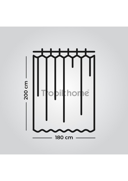 Tropik Home Gül Desen Banyo Perdesi Askı Hediyeli 180X200CM Tek Kanat Duş Perdesi, Kırmızı Banyo Duş Perdesi