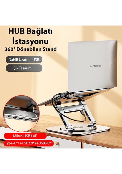 Mc LS928HUB 4in1 Masaüstü 360° Dönebilen Laptop Standı Hub​