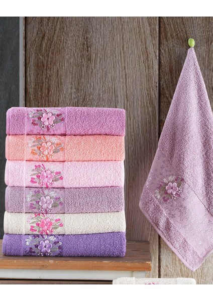3D Nakışlı Pamuk Havlu El-Yüz Havlusu Yumuşakcık Yüksek Kalite Emici Havlu Seti Banyo Havlusu Seti