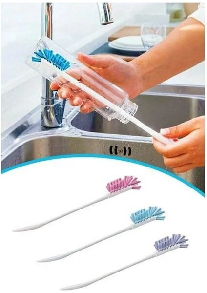 Şişe Erlen Beher Balon Temizleme Fırçası - Mavi Renk - 10 Adetlik Toptan Set