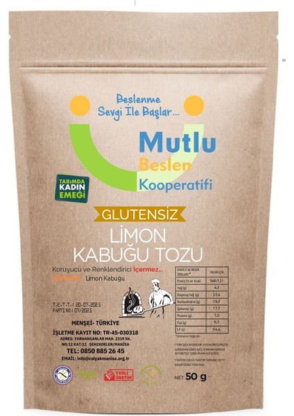 Limon Kabuğu Tozu Glutensiz 50 G