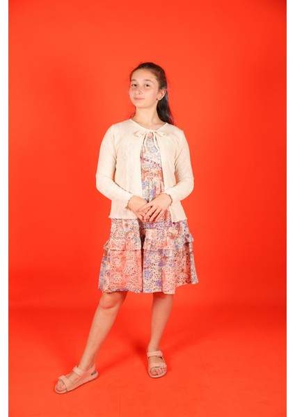 05 14 Yaş Kız Çocuk Renkli Etnik Elbise Hırka Takım fırsatları