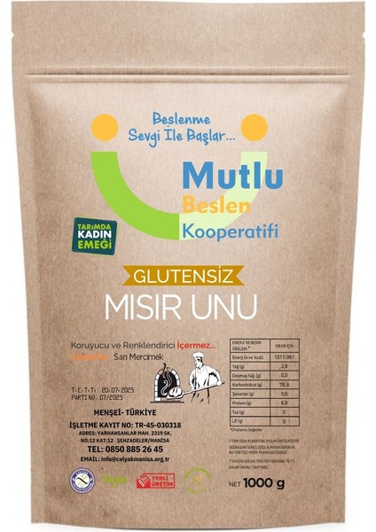 Mutlu Beslen Kooperatifi Mısır Unu Glutensiz 500 G