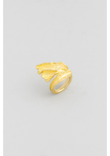 Giza Rüzgarı 18 Ayar Sarı Altın Kaplama Gümüş Yüzük