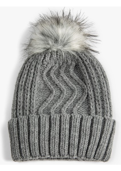 Örgü Bere Peluş Ponponlu