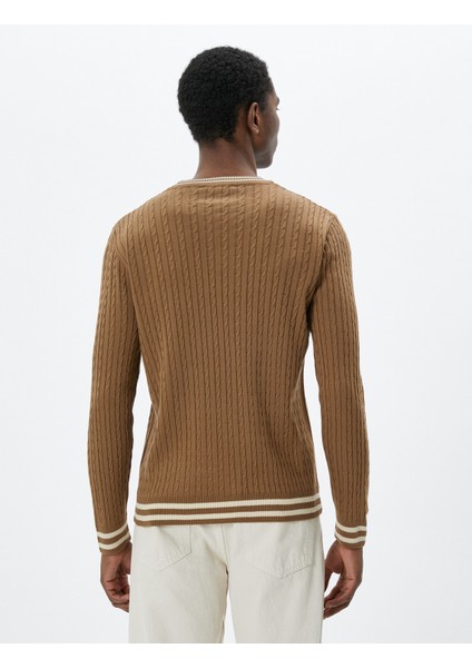 Basic Triko Kazak Bisiklet Yaka Örgü Motifli Biyeli fırsatları