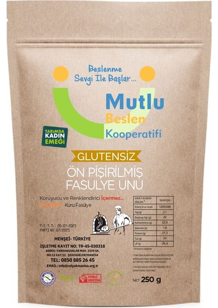 Ön Pişirilmiş Fasülye Unu Glutensiz 250 G