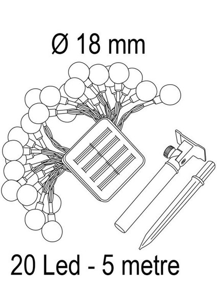 20W Solar 5 Metre 7 Mod Işık Zinciri