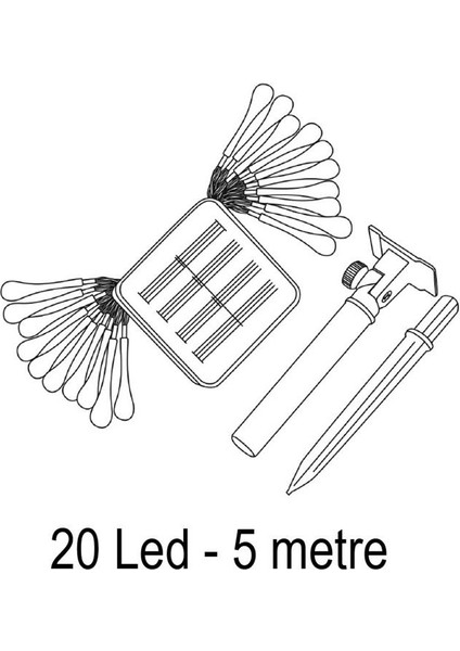 5 Metre 20W Solar 7 Mod Işık Zinciri