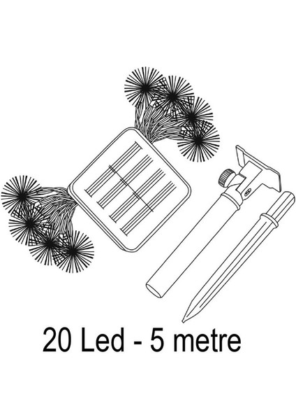 20W Solar 7 Mod 5 Metre Işık Zinciri
