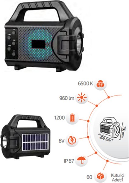 60W Solar Radyolu Fener