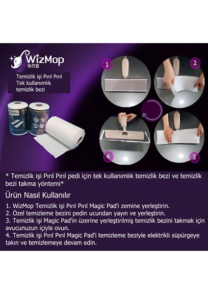 Yapışkanlı Paspas Mop Pedi ve Tek Kullanımlık Mikrofiber Sihirli Temizlik Bezi