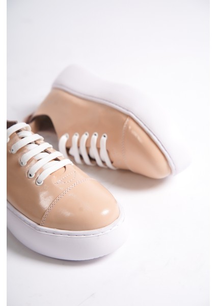 MB6304-PR Kadın Kalın Taban Pudra Rugan Sneaker & Spor Ayakkabı