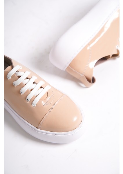 MB6304-PR Kadın Kalın Taban Pudra Rugan Sneaker & Spor Ayakkabı