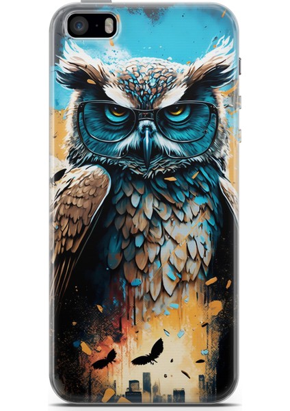 Apple iPhone 5 Uyumlu Kılıf Hd Baskılı Kılıf - Baykuş Graffiti