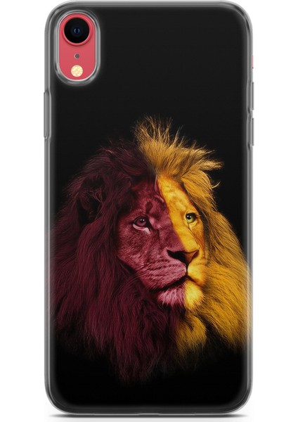 Apple iPhone Xr Uyumlu Kılıf Hd Baskılı Kılıf - Sarı Kırmızı Aslan