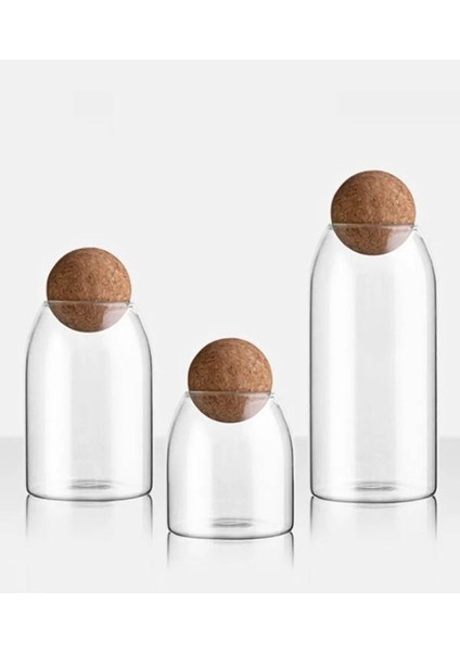Top Mantar Kapaklı Cam Kavanoz ve Baharatlık Seti Düz 3'lü fiyatları