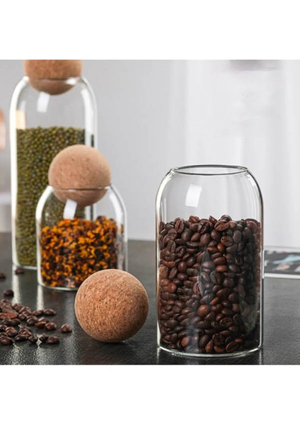 Top Mantar Kapaklı Cam Kavanoz ve Baharatlık Seti Düz 3'lü modelleri