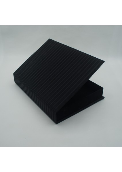 3D Siyah Deri Kaplama Orta Boy Çikolata & Hediye Kutusu - Hatıra Kutusu - Dekoratif Kutu