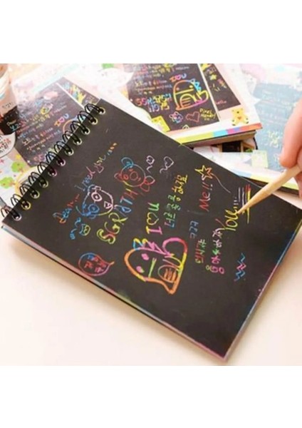 Sihirli Defter (Siyah 10 Yapraklı) A6 Kazımalı Defter - 1 Adet