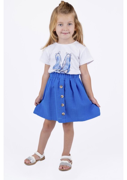 Kız Çocuk Süs Düğmeli Beli Lastikli Etek fırsatları