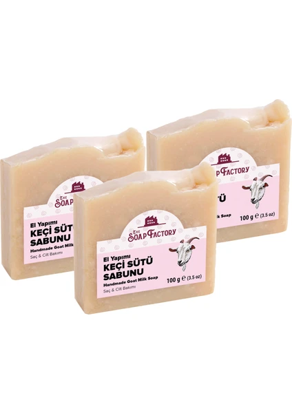 The Soap Factory İpek Seri El Yapımı Keçi Sütü Sabunu 100 g x 3 Adet (Toplam 300 g) - Lüks - Bütün Cilt Tiplerine Uygun - Soğuk Sıkım - Üstün Cilt Bakımı