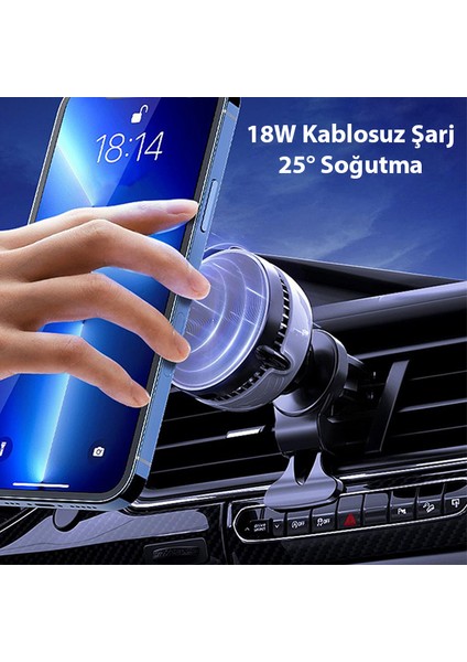 GW03 Araç Içi Havalandırma Magsafe Şarjlı Telefon Tutucu ve Soğutucu