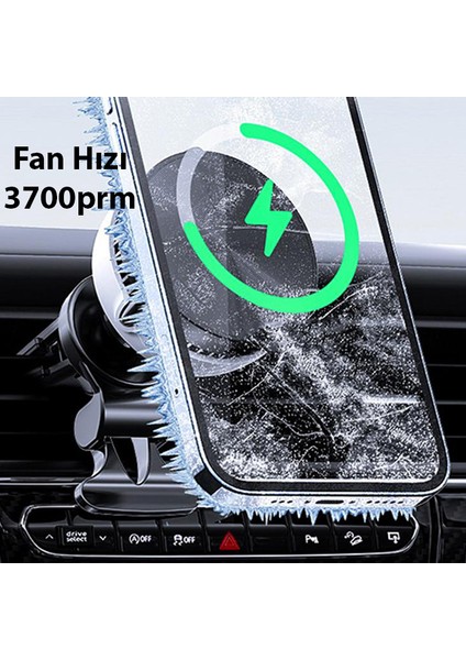 GW03 Araç Içi Havalandırma Magsafe Şarjlı Telefon Tutucu ve Soğutucu
