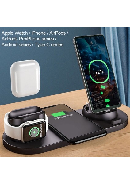 6'da 1 10W Qi Standart Wiress Charger Standı (Yurt Dışından) fırsatları