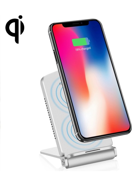 Q200 5W Abs + Pc Hızlı Şarj Qi Kablosuz Şarj Pedi - Gümüş (Yurt Dışından)