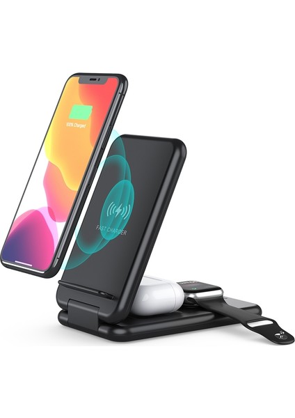 15W 3'ü 1 Katlanabilir Qi Fast Wiress Charger (Yurt Dışından) fiyatları
