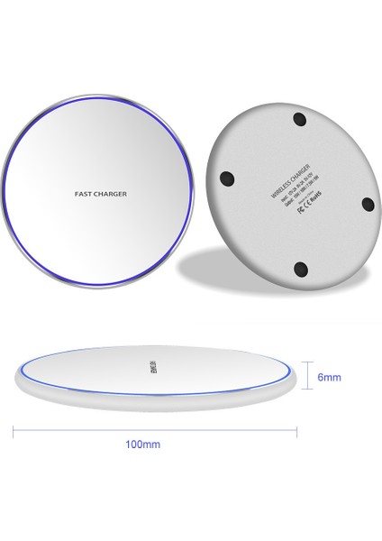 15W Metal Yuvarlak Kablosuz Şarj - Siyah (Yurt Dışından)