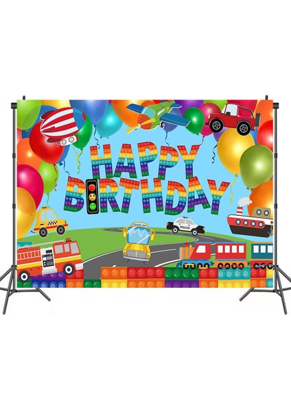 Gzplz-Tren Itfaiye Aracı Parti Arka Plan Örtüsü 150X100CM (Yurt Dışından)