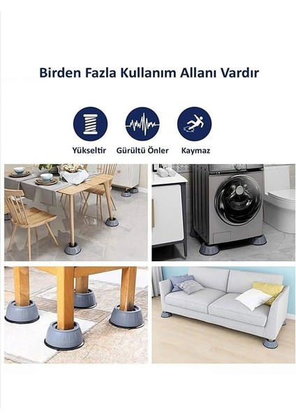 4 Adet Beyaz Eşya Altlığı Ayağı Çamaşır Bulaşık Makinası Buzdolabı Yükseltici Titreşim Önleyici