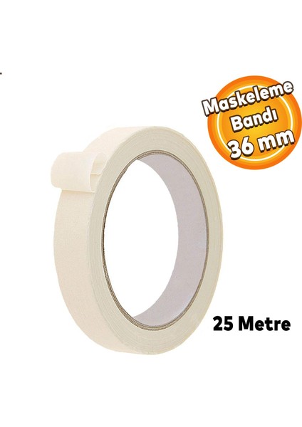Kağıt Bant Boya Badana Duvar Parke Leke Iz Damla Yapışkan Maskeleme Bandı 36MM x 25METRE