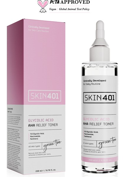 SKIN401 %5 Glikolik Asit Aydınlatıcı Etkili & Leke Karşıtı Tonik 200 ml