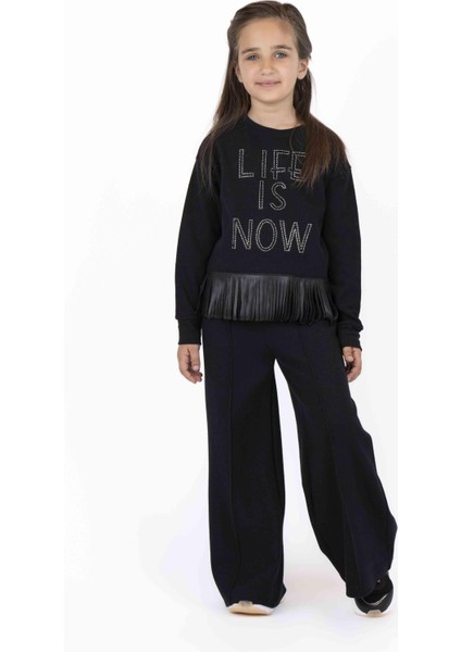 Kız Çocuk Taş Baskılı Sweatshırt