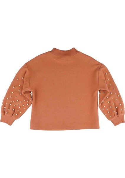 Kız Çocuk Balon Kollu Inci Detaylı Sweatshırt modelleri