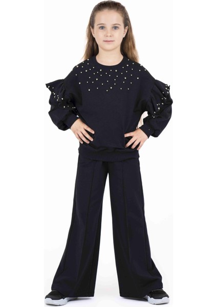 Kız Çocuk Kolları Volanlı Sweatshırt