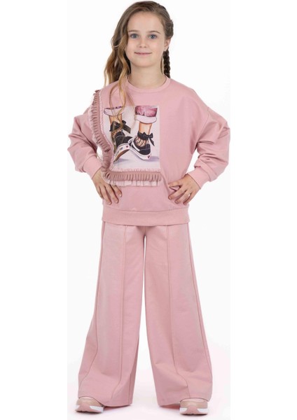 Kız Çocuk Baskılı Püskül Detaylı Sweatshırt