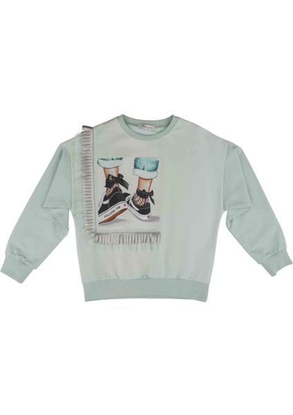 Kız Çocuk Baskılı Püskül Detaylı Sweatshırt indirimleri