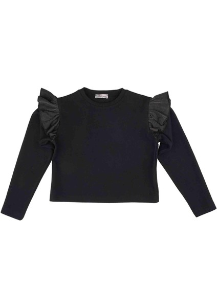 Kız Çocuk Kolları Deri Detaylı Sweatshırt fiyatları